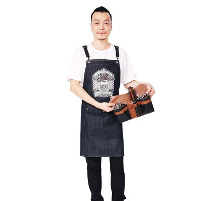 China Hair Stylist Aprons With Two Pockets Denim Apron With Waterproof Tool Bag for sale