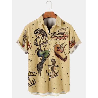 China Hot Selling Latest Design Fashion Hawaiian Style Anti-pilling 3D Printed Men Shirts for sale