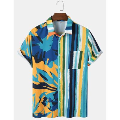 China Anti-pilling high quality and good price printed luxury hawaiian style stripe pattern men's shirts for sale