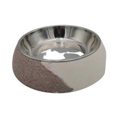 China 2030108 2021 Non-automatic Bamboo Fiber Double Color Stainless Steel Tank Cat Dog Pet Feeder for sale