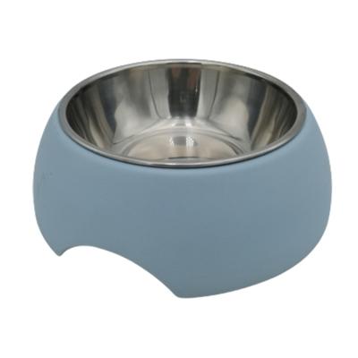 China 2030109 Non-Automatic Eco-friendly Bamboo Lightweight Stainless Steel Pet Cat Dog Eat Bowls For Dog Cat Pet for sale