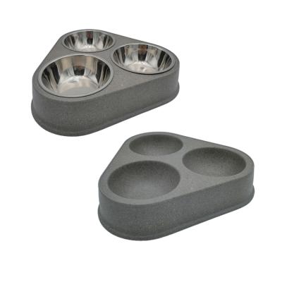 China 2030113 Non-automatic Modern Eco Friendly Bamboo Fiber Triangle Pet Cat Dog Bowl For Pet for sale