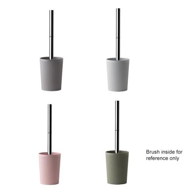 China 2090104 Modern Bathroom Accessories Stand Bamboo Green Pink Black Round Toilet Durable Eco Friendly Brushless Toilet Brush Holder for sale