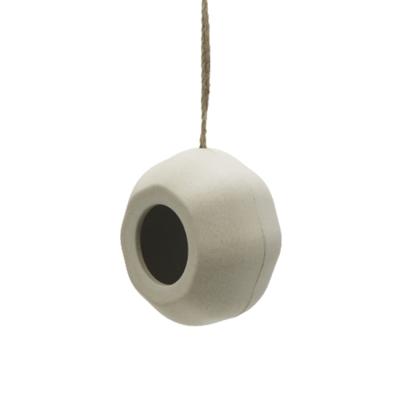 China 2080107 Sustainable 2021 Eco Friendly Recycled Rustic Outdoor Hanging Bamboo Fiber Round Bird Feeders for sale