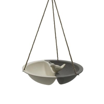 China 2080109 Sustainable Bamboo Fiber Circular Unique Retro Wild Bird Food Hanging Tray Bird Feeder For Birds Outdoors for sale