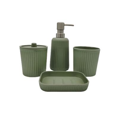 China 2091101 Sustainable Bamboo Fiber 4 Pcs Bathroom Accessories Bathroom Accessories Decor Green Bathroom Set for sale