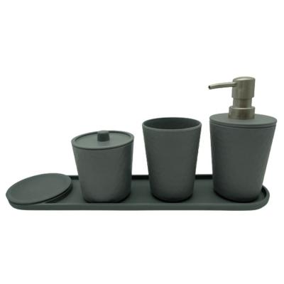 China 2091105 Sustainable Bamboo Fiber Bath Accessories Bathroom Accessories Black Decoration Set Of 4 for sale