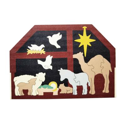 China New 3d Children's Jesus Jigsaw Puzzle Christmas Family Nativity Ship Training in the Desert Wood Puzzle for sale