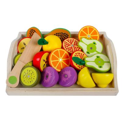 China Simulation Educational Kitchen Toys Wooden Toys Cutting Fruit Vegetable Set for sale