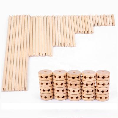 China Montessori DIY Educational Wooden Toys with Beaded Tent Building Block Children's Creative Toys for sale