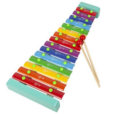 China Toy Baby Kids Wooden Educational Xylophone 15 Tones Knock Piano Toys Musical Instrument Educational Toy with 2 Mallets for sale