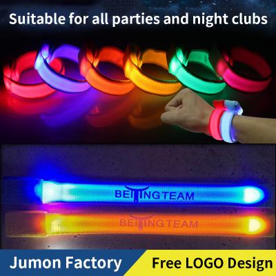 China Promotion Customs Lead Light Glow Bracelets Up Bracelets Lit Flashing Rechargeable Nylon Bracelet For Events Party for sale