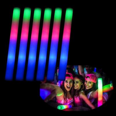 China Ignition Control By Button RGB LED Glow Foam Stick Custom Flashing Stick For Party Use for sale