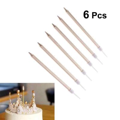 China Birthday Candle Party Celebration 6pcs Birthday Cake Candles Twinkle Gold Plated Thin Cake Candles For Birthday Party Celebrations for sale