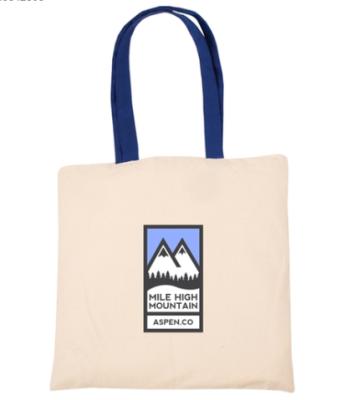 China Recyclable Full Color Grocery Logo Economy Cotton Tote Bag For Grocery Shopping With Contrasting Handles for sale