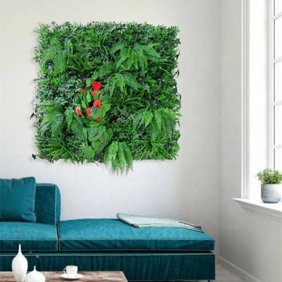 China Easily Assembled Indoor Or Outdoor Hanging Decoration Plants Panels OEM Design Green Flower Artificial Wall for sale