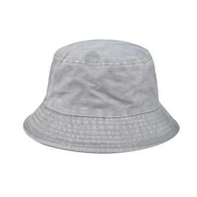 China Sun Protection GoodsBeauty Washed Solid Color Bucket Hat Sun Visor Printing Distressed Embroidery Bucket Hat For Women Girl Men for sale