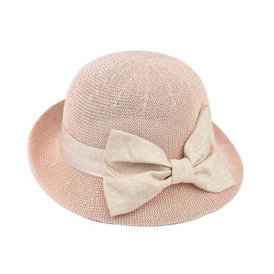 China Lady's Sunproof GoodsBeauty Summer Hat Non Deformation Bow Outdoor Travel UV Protection Fisherman's Hat Straw Hat Bucket Hat for sale