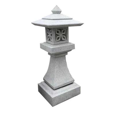 China Factory Wholesale Traditional Cheap Marble Lantern Asian Style Granite Garden Lamp for sale