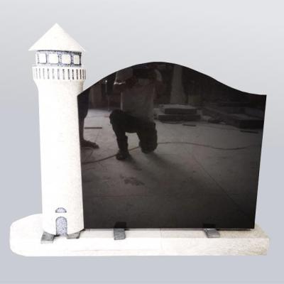 China Beautiful Modern European Style White And Black Granite China Lighthouse Form Tombstone Monument Memorial Stone for sale