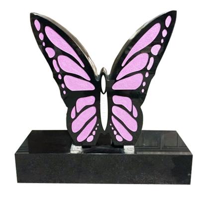 China Modern Granite Color Animal Butterfly Headstone for sale