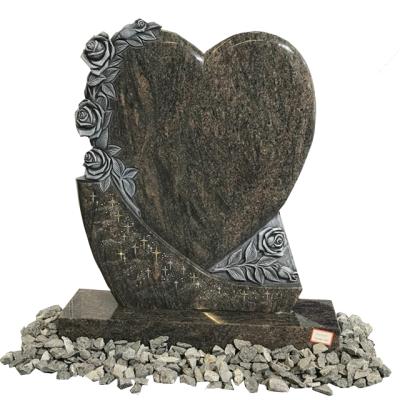 China Modern Antique Granite Cemetery Stone Headstone Headstone With Heart Design for sale