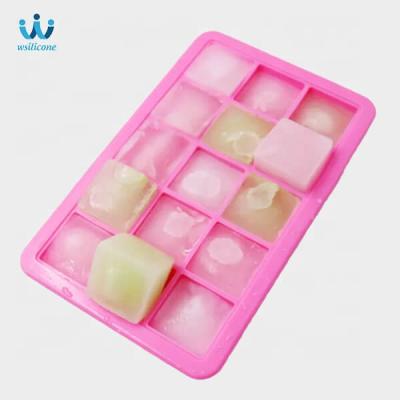 China 100% Sustainable Food Grade Silicone Ice Cube Trays With 15 Cube Ice Block Mold for sale