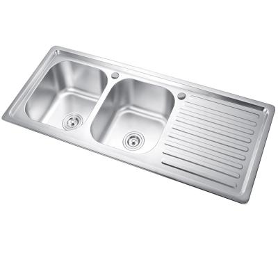 China Without Faucet Double Bowl Kitchen Sink With Drainer for sale