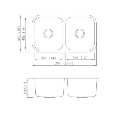 China Without Faucet Deep Draw Stainless Steel Undermount Sink for sale