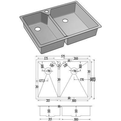 China Without Faucet Two Bowl Handmade Stainless Steel Sink for sale