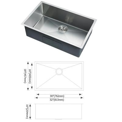 China Without Faucet 32 ​​inch by 18 inch DROP STAINLESS STEEL KITCHEN SINK for sale