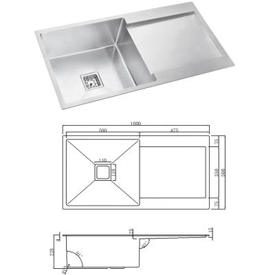 China Without Faucet Handmade Stainless Steel Sink With Drainer for sale