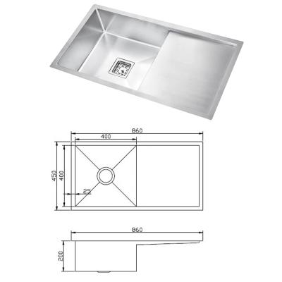 China Without Faucet Handmade Undermount Stainless Steel Sink With Drainer for sale