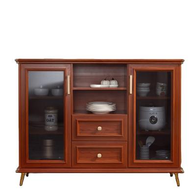 China (Height)Adjustable Top Selling Dining Room Furniture Glass Aluminum Alloy Red Cherry Sideboards Buffet Cabinets for sale