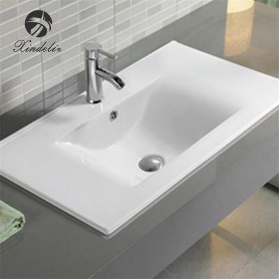 China Modern White Ceramic Counter Top Washing Cabinet Solid Outdoor Sink Basin for sale