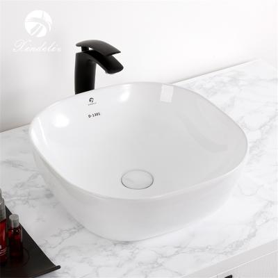 China Modern Fashionable White Square Bathroom Unique Art Basin Ceramic Wash Sinks for sale