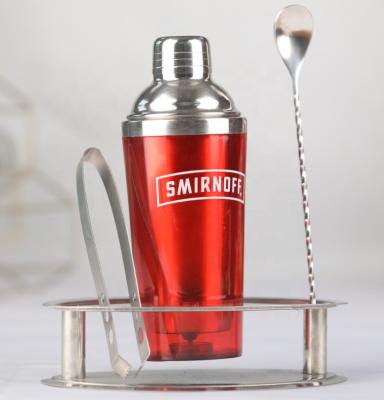 China Famous Brand SMIRNOFF Bartender Dresser Set WS-SET03 With Stand Cocktail Shaker Set With Stand Cocktail Shaker Set for sale