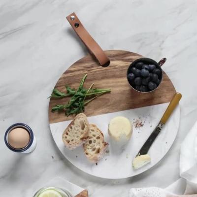 China Round Shape Chopper Cheese Board Viable Marble and Wooden Cutting Board for sale