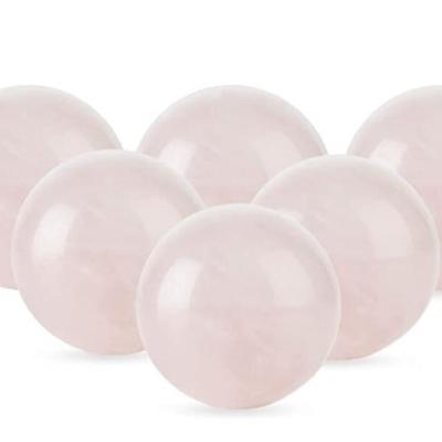 China Cooling Fridges WS Rose Quartz Wine Gems Pink Drink Cooler Real Rose Quartz Stone Spheres Whiskey Polished Stones Pink Set of 6 for sale