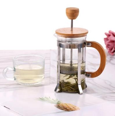 China Sustainable Wooden Handle Bamboo Coffee French Press for sale