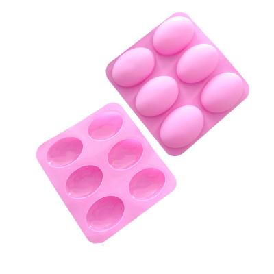 China China Factory 6 Cavity Workable Oval Easy To DIY Molds Handmade Cake Demold Soap Mold Silicone Soap Baking Tools for sale