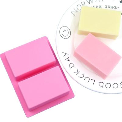 China Sustainable Popular Amazon Handmade Cake Making Tools 2 Cavity Large Square Silicone Soap Mold Rectangle for sale