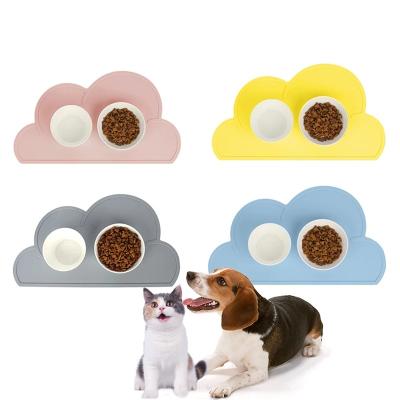 China Cute Premium Silicone Pet Mat Dog Cat Feeding Mat Cloud Anti-Slip Silicone Pad Bowl Anti-Slip Waterproof Anti-Slip Place Mat for sale