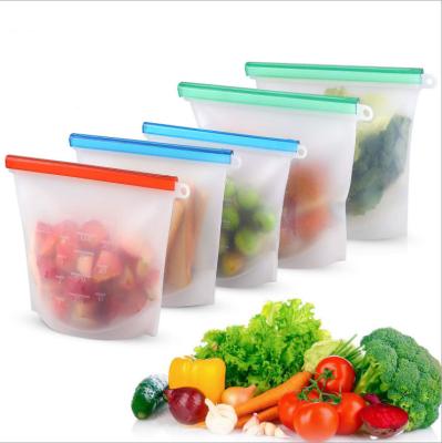 China 1L BPA Free Viable Silicone Bag Fruit Seal Fresh-Keeping Vegetable Gel Bags Folded Silicone Fresh Food Storage Bag for sale