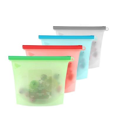 China 1.5L Silicone Storage Bag Fruit Vegetable Milk Seal Eco-friendly Sustainable Gel Bags Storage Container Silicone Food Bag With Zipper for sale