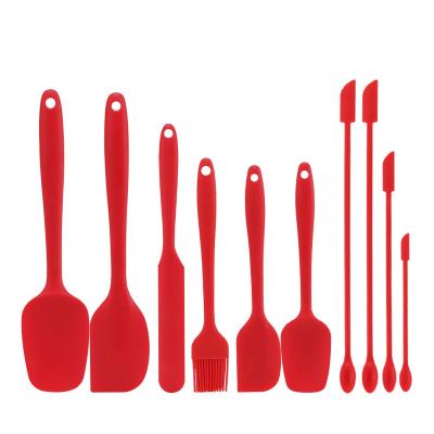 China 10 Pcs Viable Silicone Spatula Set Mini Silicone Jar Spatula Stick Flexible Scraper Tiny Drop Spatula Non Latest For Baking Cooking for sale