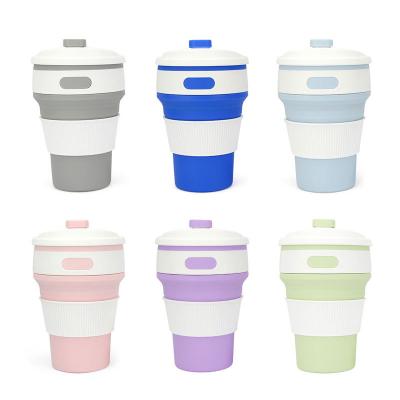 China High Quality Viable 350ml Travel Camping Sports Folding Water Cup Portable Food Grade Silicone Folding Coffee Mug for sale