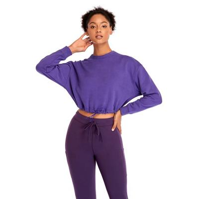 China 2020 Spring New Style Customizable Purple Crop Women's Hooded Crewneck Sweatshirt Women Hoodies QUICK DRY for sale