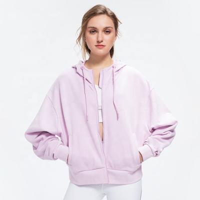 China Simple Pink Color QUICK DRY Simple Oversize Women's Hoodies Ladies Pocket Drawstring Drawstring Zipper Hoodies For Women for sale