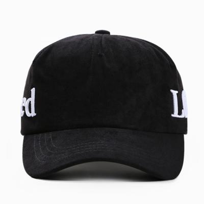 China JOINT wholesale unisex custom branded 3d puff embroidery logo suede 5 panel unstructured dad hats hats for sale